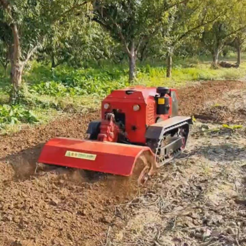 Remote control lawn mower with plow